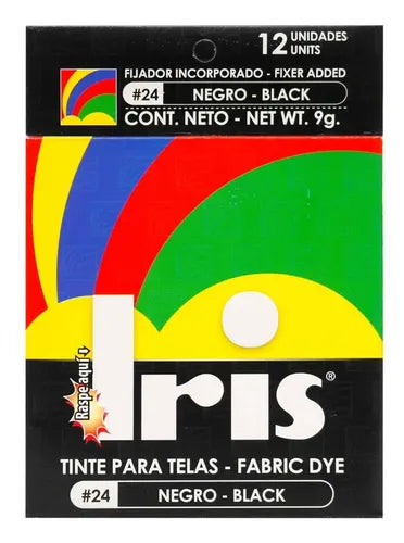 IRIS TINTURA PARA ROPA NEGRO CAJA X 12