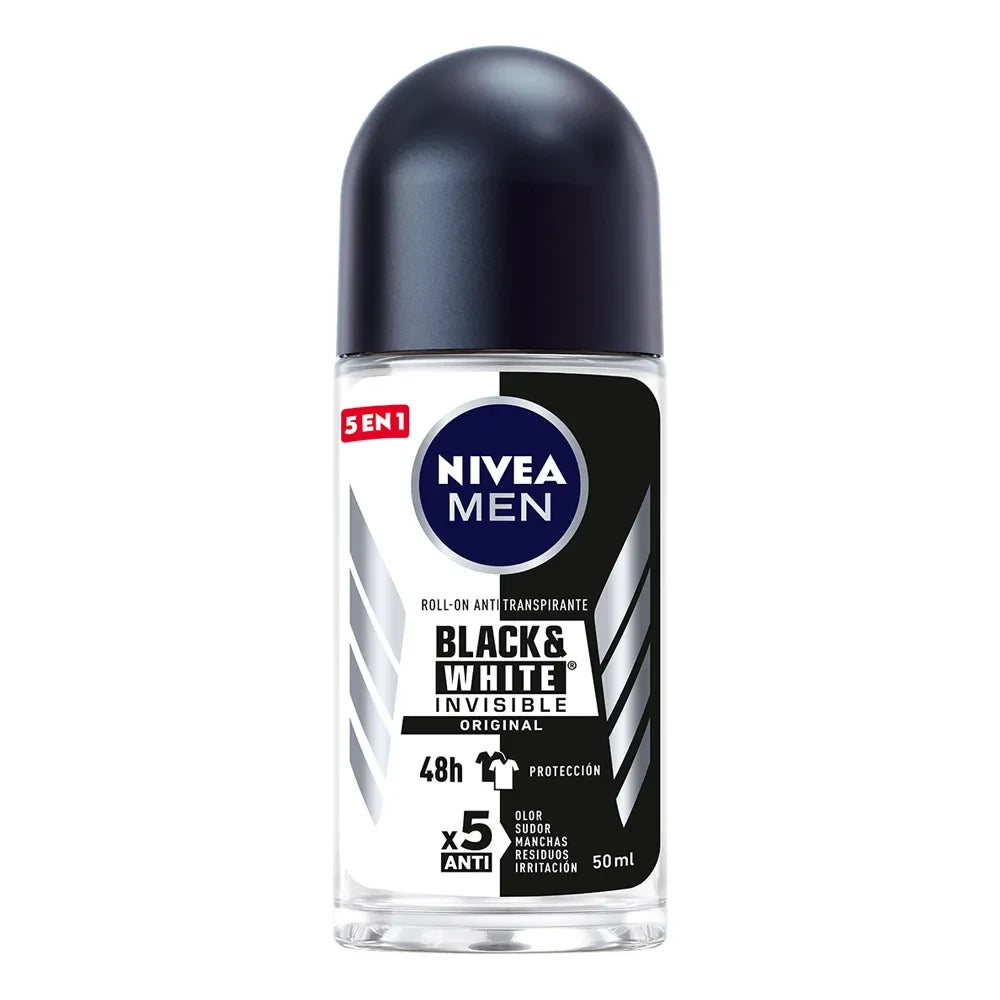 DESODORANTE NIVEA  ROLLON HOMBRE BLACK AND WHITE X 50 ML