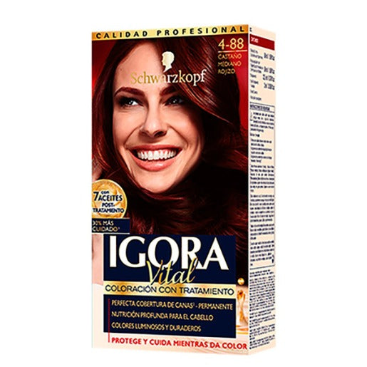 TINTURA IGORA VITAL CASTAÑO MEDIANO ROJIZO 4-88