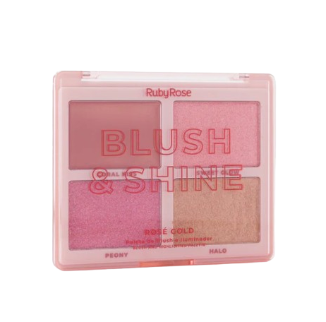PALETA RUBOR + ILUMINADOR RUBY ROSE X 4 HB-M110