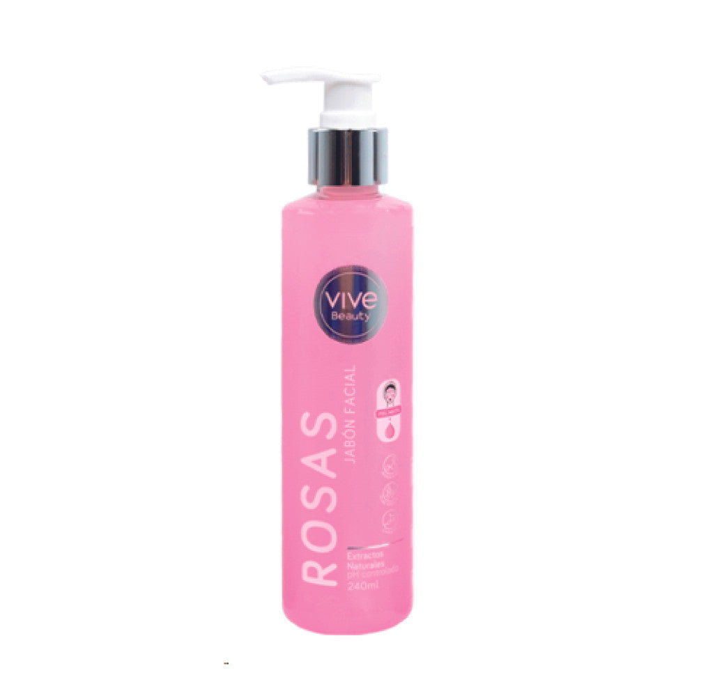 JABON FACIAL VIVE BEAUTY ROSAS X 240