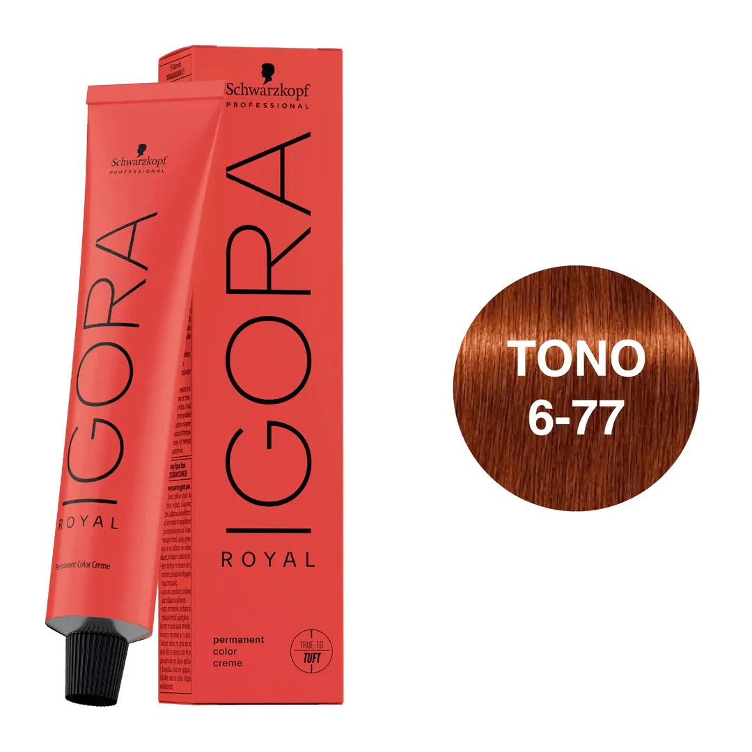 TINTURA IGORA ROYAL RUBIO OSCURO COBRIZO INTENSO 6-77