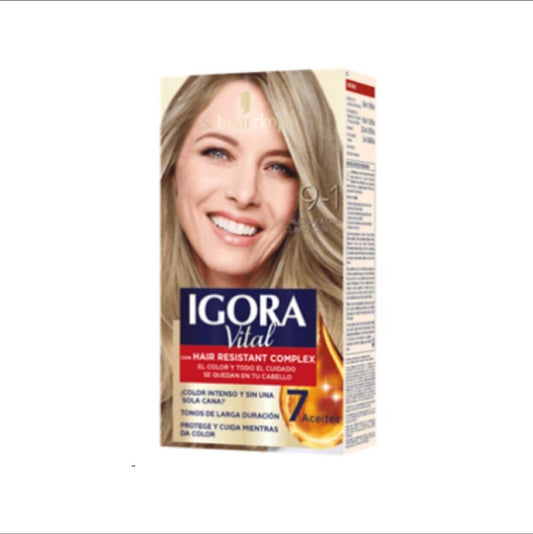 TINTURA RUBIO EXTRA CLARO CENIZO 9-1 IGORA