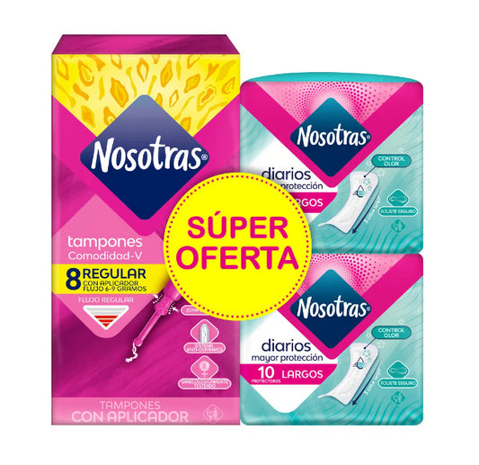 TAMPON NOSOTRAS CON APLICADOR REGULAR  X 8 + 20 PROTE LAR