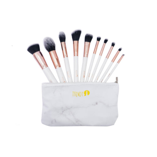 KIT DE BROCHAS X 10 PCS MARMOL BLANCO TRENDY KT10