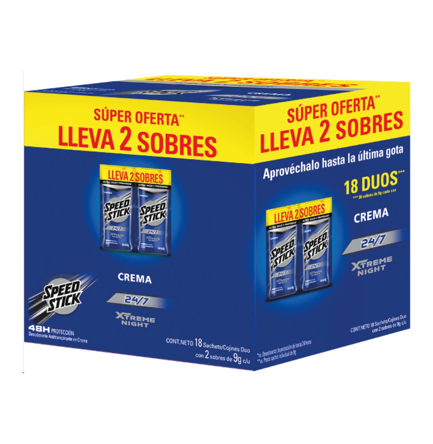 DESODORANTE SPEED STICK X 18 SOBRE CREMA X 9 g